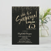 Festive Gold Surprise 75th Birthday Party Kaart (Staand voorkant)