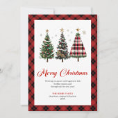 Festive Gold Tone Buffalo Plaid Christmas Tree  Feestdagenkaart (Voorkant)