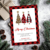 Festive Gold Tone Buffalo Plaid Christmas Tree  Feestdagenkaart