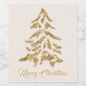 Festive Gold Tree Merry kerst Wijn Etiket (Enkel label)