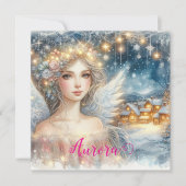 Festive Gold Watercolor Ethereal Frost Snow Angel Feestdagenkaart (Voorkant)
