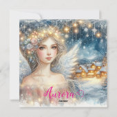 Festive Gold Watercolor Ethereal Frost Snow Angel Feestdagenkaart (Achterkant)