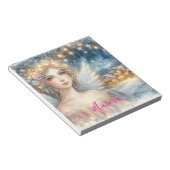 Festive Gold Watercolor Ethereal Frost Snow Angel Notitieblok (Schuin)
