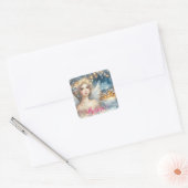 Festive Gold Watercolor Ethereal Frost Snow Angel Vierkante Sticker (Envelop)