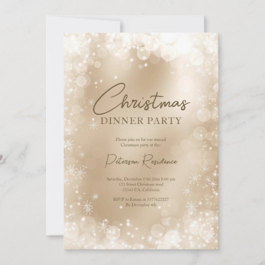 Festive Gold White sneeuwelegant kerst Kaart (Voorkant)