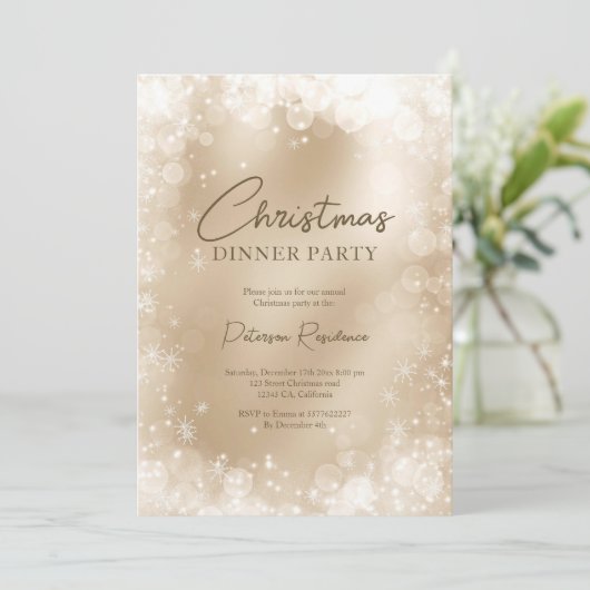 Festive Gold White sneeuwelegant kerst Kaart (Staand voorkant)