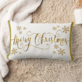 Festive Gold, wit, vrolijk kerstfeest Kussen (Deken)