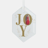 Festive Golden Joy-kerstfoto Glas Ornament (Voorkant links)