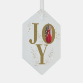 Festive Golden Joy-kerstfoto Glas Ornament (Voorkant Rechts)