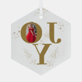 Festive Golden Joy-kerstfoto Glas Ornament (Achterkant)