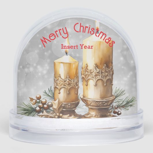 Festive Golden Merry Christmas Candles Keepsake Sneeuwbol (Voorkant)
