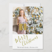 Festive Golden Merry-kerstfoto Feestdagenkaart (Voorkant)
