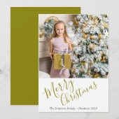 Festive Golden Merry-kerstfoto Feestdagenkaart (Voorkant / Achterkant)