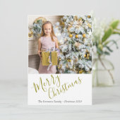 Festive Golden Merry-kerstfoto Feestdagenkaart (Staand voorkant)