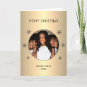 Festive Golden Metallic Snowflake Feestdagen Kaart (Voorkant)
