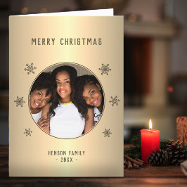 Festive Golden Metallic Snowflake Feestdagen Kaart