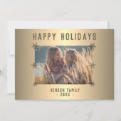 Festive Golden Metallic Snowflake Feestdagenkaart (Voorkant)