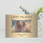 Festive Golden Metallic Snowflake Feestdagenkaart (Staand voorkant)