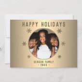 Festive Golden Metallic Snowflake Feestdagenkaart (Voorkant)