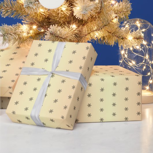 Festive Golden Metallic Snowflake kerst Cadeaupapier (Feestdagen)