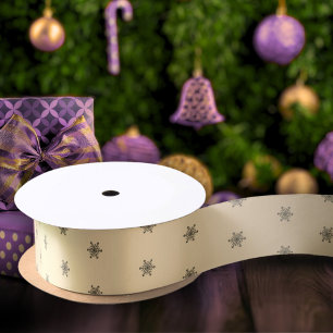 Festive Golden Metallic Snowflake kerst Satijnen Lint