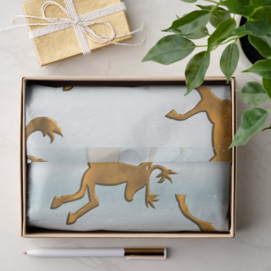 Festive Golden Reindeer op Ice-kerst Tissuepapier (Geschenk)