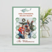 Festive Golf Theme Two Photo Christmas Feestdagenkaart (Staand voorkant)