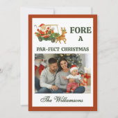 * Festive Golf Theme Two Photo Christmas Feestdagenkaart (Voorkant)