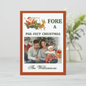 * Festive Golf Theme Two Photo Christmas Feestdagenkaart (Staand voorkant)