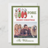 Festive Golf Theme Two Photo Christmas Feestdagenkaart (Voorkant)