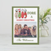 Festive Golf Theme Two Photo Christmas Feestdagenkaart (Staand voorkant)