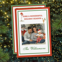 * Festive Golf Theme Two Photo Christmas