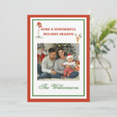 * Festive Golf Theme Two Photo Christmas Feestdagenkaart (Staand voorkant)