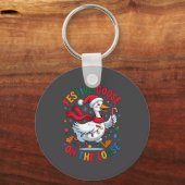 Festive Goose On Loose Christmas Cute Holiday Wint Sleutelhanger (Voorkant)