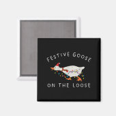 Festive Goose On The Loose Christmas Duck Light Xm Magneet (Voorkant / Achterkant)