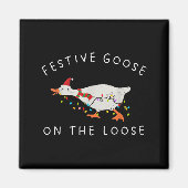 Festive Goose On The Loose Christmas Duck Light Xm Magneet (Voorkant)