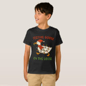 Festive Goose On The Loose Christmas, Funny Christ T-shirt (Voorkant volledig)