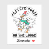  Festive Goose on the Loose Cute Christmas Sticker (Vel)