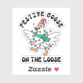 Festive Goose on the Loose Cute Christmas Sticker