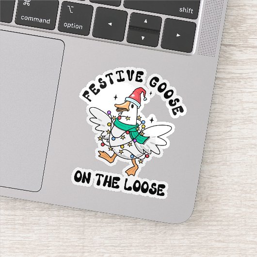  Festive Goose on the Loose Cute Christmas Sticker (Detail)