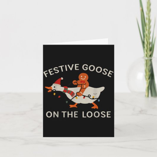 Festive Goose On The Loose Funny Gingerbread Chris Kaart (Voorkant)