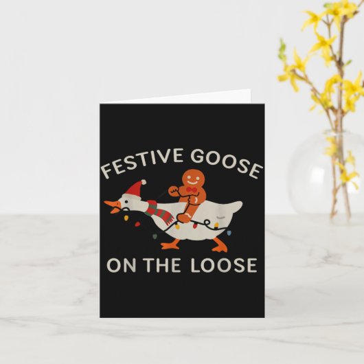 Festive Goose On The Loose Funny Gingerbread Chris Kaart (Gele Bloem)