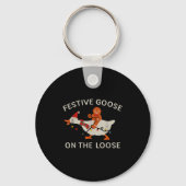 Festive Goose On The Loose Funny Gingerbread Chris Sleutelhanger (Voorkant)
