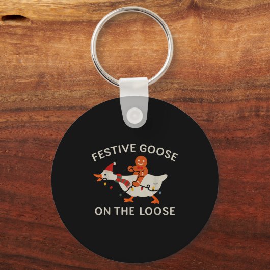 Festive Goose On The Loose Funny Gingerbread Chris Sleutelhanger (Voorkant)