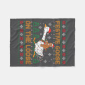 Festive Goose On The Loose Funny Gingerbread Ugly  Fleece Deken (Voorkant (Horizontaal))