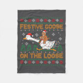 Festive Goose On The Loose Funny Gingerbread Ugly  Fleece Deken (Voorkant)