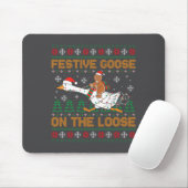 Festive Goose On The Loose Funny Gingerbread Ugly  Muismat (Met muis)