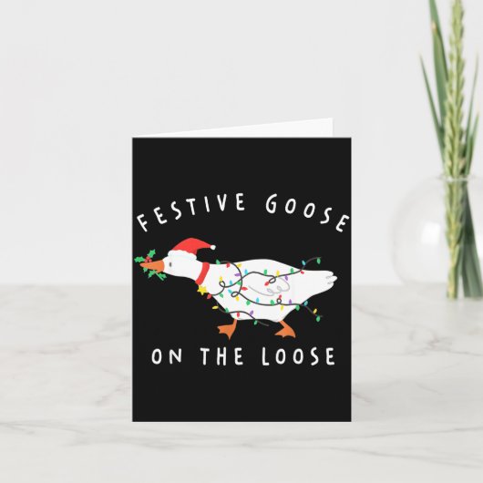 Festive Goose On The Loose Funny Silly Goose Retro Kaart (Voorkant)