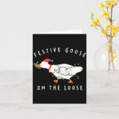 Festive Goose On The Loose Funny Silly Goose Retro Kaart (Gele Bloem)