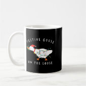 Festive Goose On The Loose Funny Silly Goose Retro Koffiemok (Links)